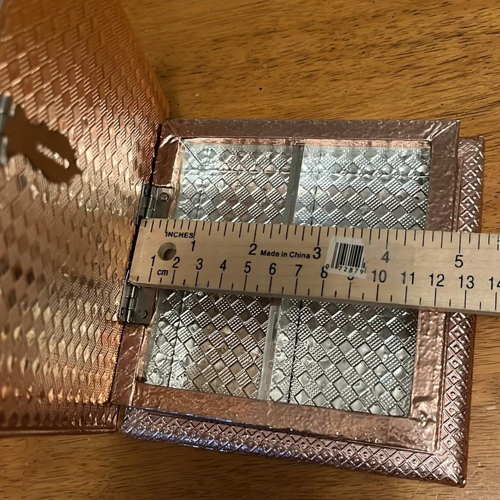 Handmade Rose Gold Black Gold Silver Foil Jewelry Trinket Box - Picture 11 of 15